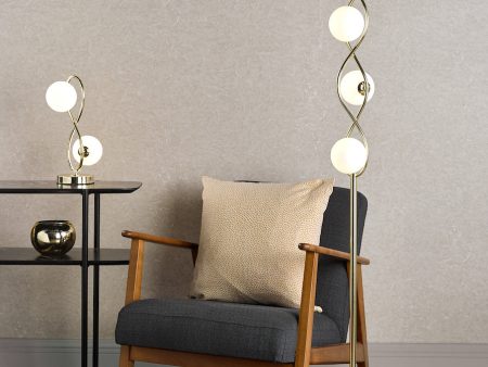 Dar Lysandra 4 Light Floor Lamp Polished Gold and Opal Glass For Sale