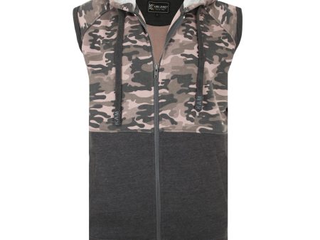 Camo Panelled Hooded Gilet For Sale