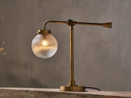 Nkuku Sengol Recycled Glass Desk Lamp Antique Brass For Sale