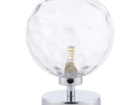 Dar Esben Touch Table Lamp Chrome with Clear Dimpled Glass Supply