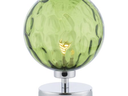 Dar Esben Touch Table Lamp Chrome with Green Glass on Sale