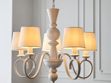 Amos Cotswolds Chandelier Distressed White with Shades Online Sale