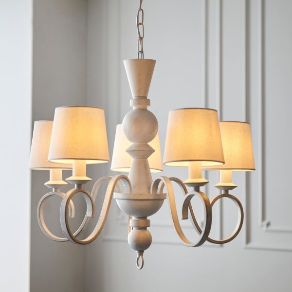 Amos Cotswolds Chandelier Distressed White with Shades Online Sale