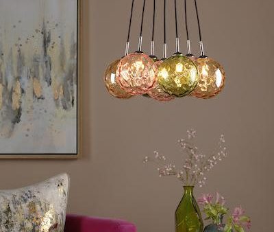 Dar Elpis 7 Light Cluster Pendant Mixed Glass For Discount