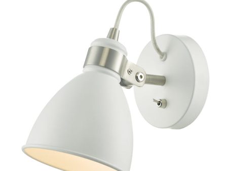 Dar Frederick Wall Spotlight White and Satin Chrome For Sale