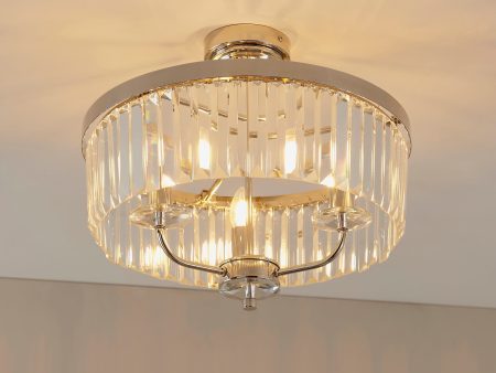 Amos Windsor Flush Chandelier Bright Nickel For Discount