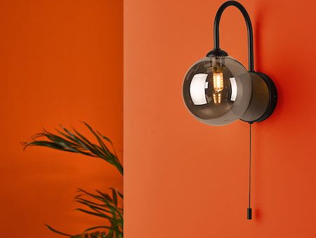 Dar Eissa Wall Light Matt Black Smoked Glass Online now