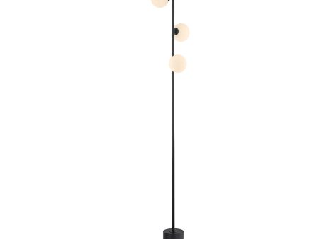 Dar Spiral 3 Light Floor Lamp Matt Black & Opal Glass Online