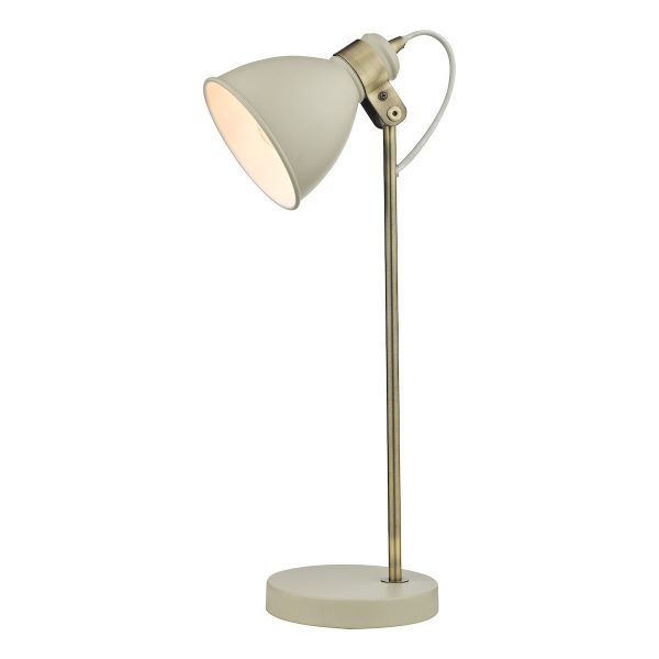 Dar Frederick Task Table Lamp Cream Antique Brass Online Sale