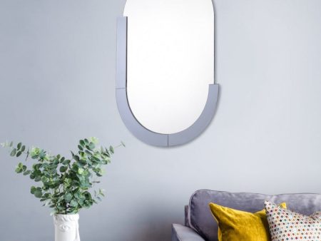 Dar Kaylee Oval Mirror Smoked Glass Panel 90 X 60cm Online now