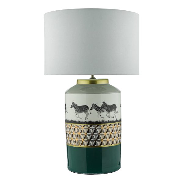 Dar Gold Collection Callie Table Lamp Green Gold Zebra Motif Base Cheap