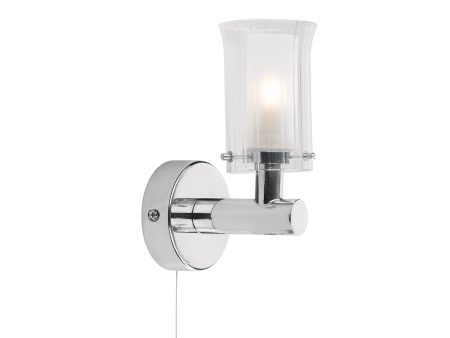 Dar Elba Bathroom Wall Light Polished Chrome Glass IP44 Discount