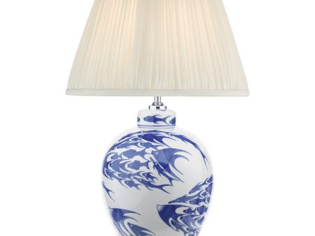 Dar Simone Ceramic Table Lamp Blue & White Fish Pattern Base Only on Sale