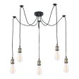 Dar Waco 5 Light Spider Pendant Black & Antique Brass For Sale