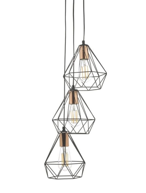 Dar Deyon 3 Light Cluster Pendant Black and Copper Supply