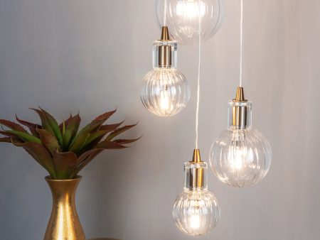 Dar Dita 10 Light Cluster Pendant Brass & Glass Fashion