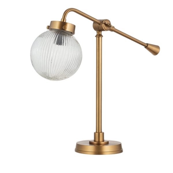 Nkuku Sengol Recycled Glass Desk Lamp Antique Brass For Sale