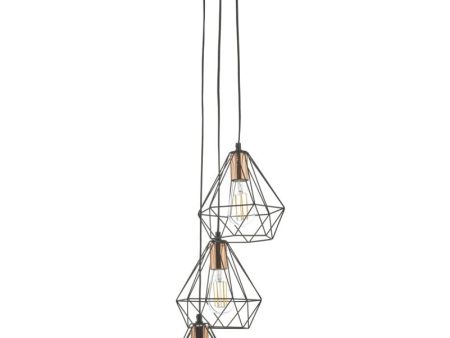 Dar Deyon 3 Light Cluster Pendant Black and Copper Supply