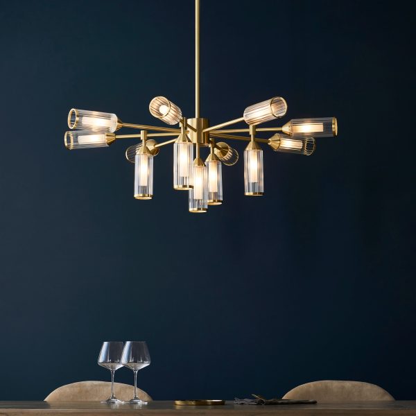 Amos Duchy 13 Light Chandelier Satin Brass on Sale