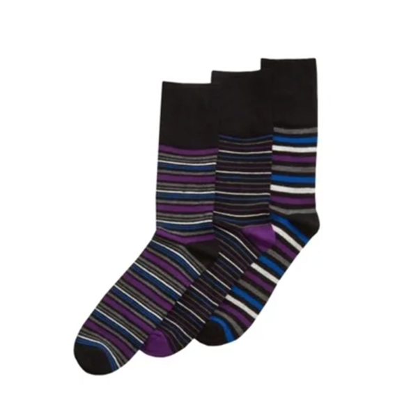 3 Pack  Fine Stripe Comfort Top Bamboo Socks For Discount