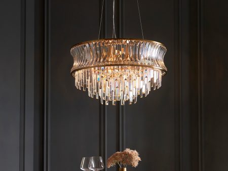 Amos Concave 9 Light Crystal Chandelier Warm Brass For Cheap