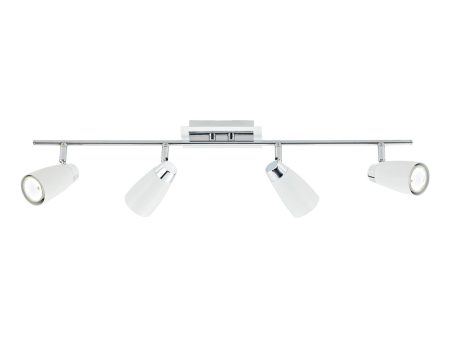 Dar Loft 4 Light Bar Spotlight Matt White Polished Chrome Online Hot Sale