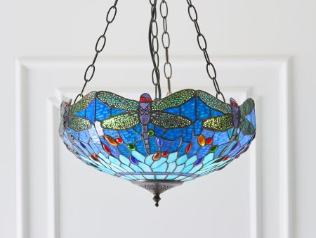 Tiffany Dragonfly Blue Medium Inverted Chandelier For Cheap