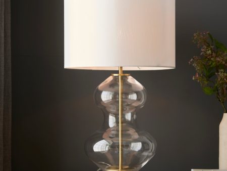 Amos Waist Table Lamp Clear Glass with Shade For Cheap