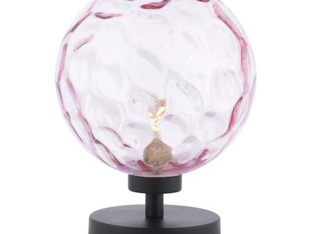 Dar Esben Touch Table Lamp Black with Pink Glass Supply