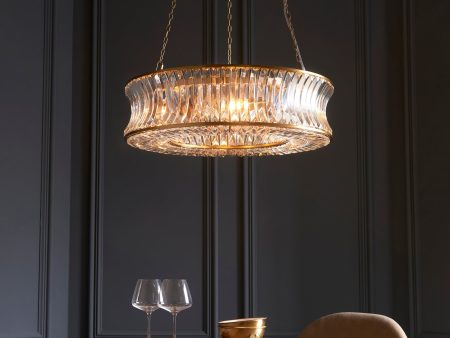 Amos Concave 6 Light Crystal Chandelier Warm Brass Online