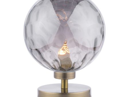 Dar Esben Touch Table Lamp Antique Brass with Smoked Glass Sale