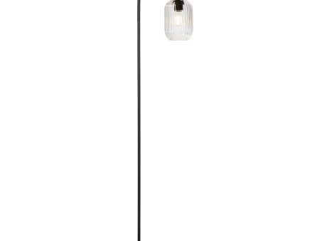 Dar Idra Floor Lamp Matt Black and Clear Ribbed Glass Online