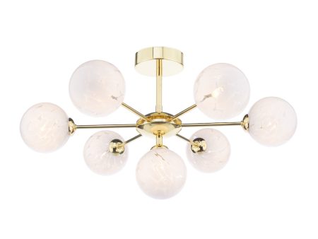 Dar Cohen 7 Light Semi-Flush Polished Gold & Confetti Glass Hot on Sale