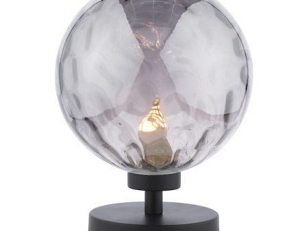 Dar Esben Touch Table Lamp Black with Smoked Dimpled Glass Sale