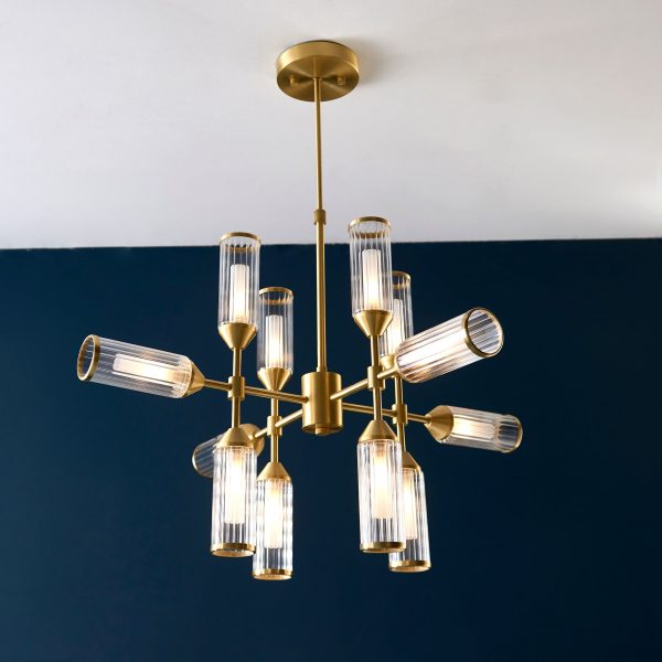 Amos Duchy 12 Light Pendant Satin Brass Online now