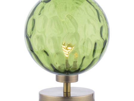 Dar Esben Touch Table Lamp Antique Brass with Green Glass Online now