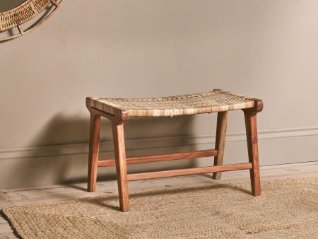 Nkuku Madrisana Acacia & Rattan Footstool For Discount