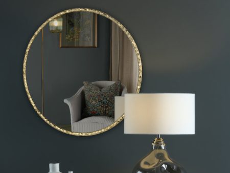 Dar Jinelle Round Mirror Textured Gold Frame 80cm Discount