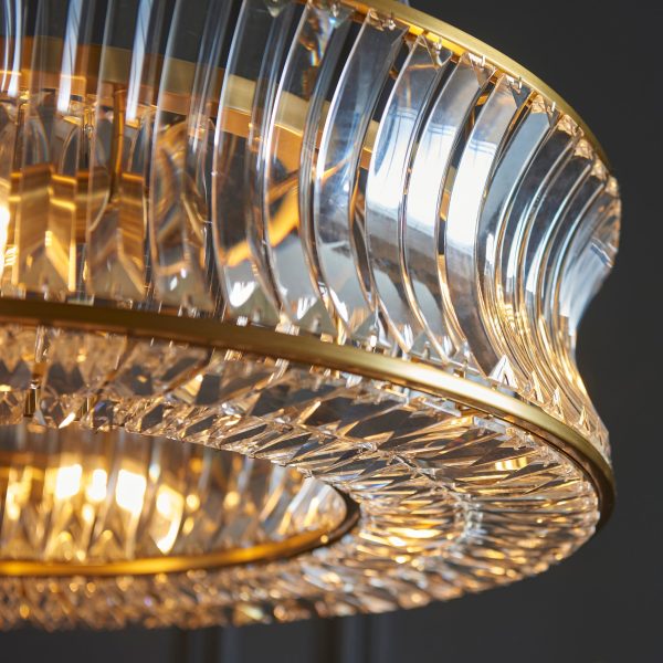 Amos Concave 6 Light Crystal Chandelier Warm Brass Online