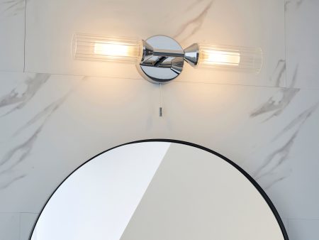 Amos Pluto Double Bathroom Wall Light Chrome Cheap