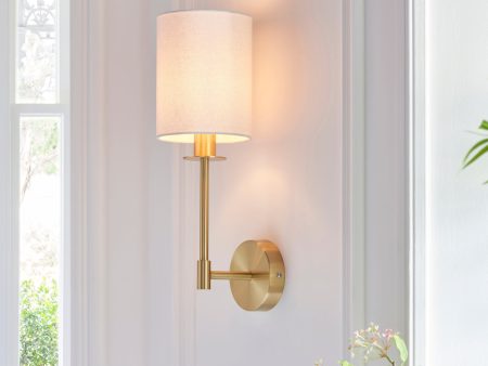 Amos Minerva Wall Light Satin Brass with Shade For Discount