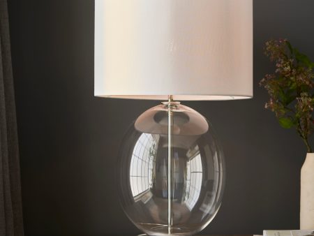 Amos Ovate Table Lamp Clear Glass with White Shade Sale