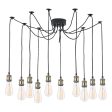 Dar Waco 10 Light Spider Pendant Black & Antique Brass on Sale