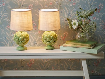 Laura Ashley Artichoke Twin Pack Table Lamp Green on Sale