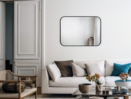 Dar Firuz Rectangle Mirror Thin Matt Black Frame 90 X 60cm Online now