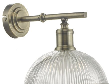 Dar Dara Wall Light Antique Brass Ribbed Glass For Sale