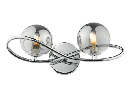 Dar Lysandra 2 Light Wall Light Polished Chrome and Smoked Glass Online Hot Sale