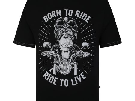 Born To Ride Print T-Shirt Online Hot Sale