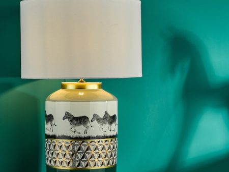 Dar Gold Collection Callie Table Lamp Green Gold Zebra Motif Base Cheap