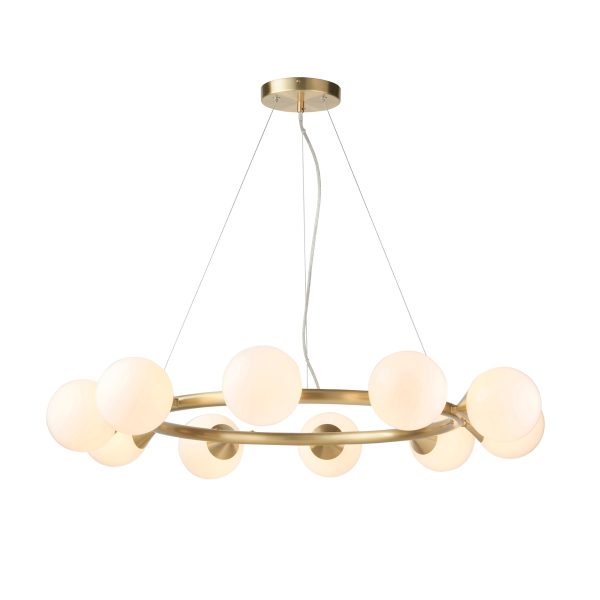 Amos Crib 10 Light Circular Chandelier Brushed Brass For Sale